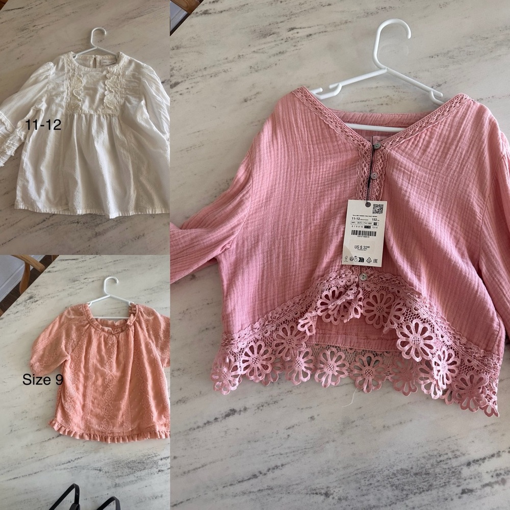 Zara Kids Pink and White Tops